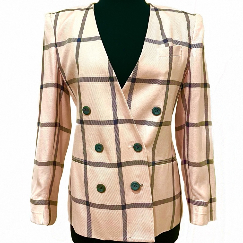 Vintage Pink Checked Blazer